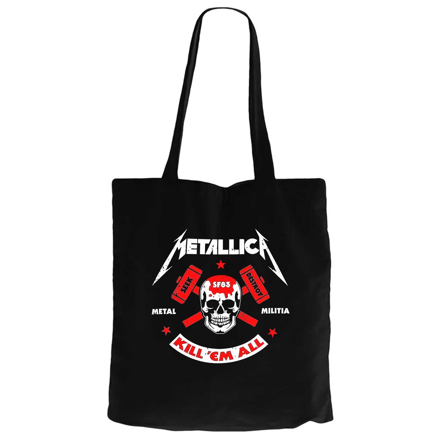 Metallica Kill'em All Siyah Fermuarlı Bez Çanta Gabardin