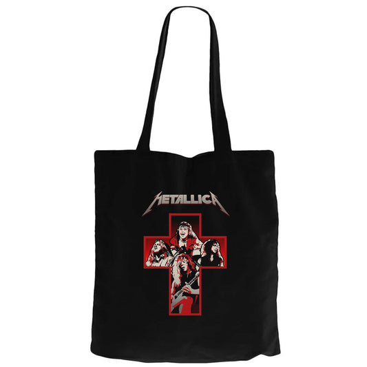 Metallica Silhouettes İnside The Cross Siyah Fermuarlı Bez Çanta Gabardin