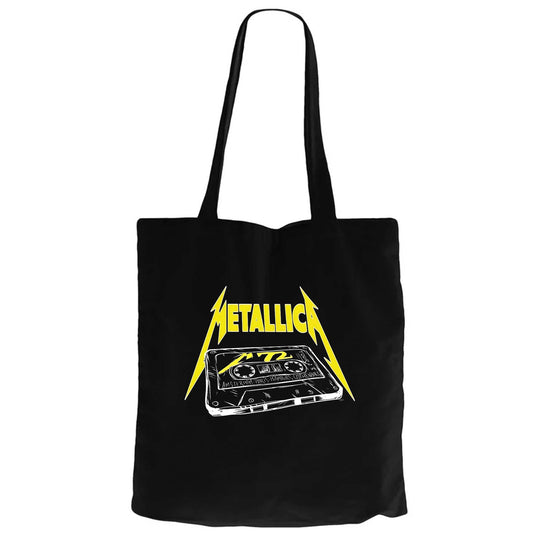 Metallica Tape Siyah Fermuarlı Bez Çanta Gabardin