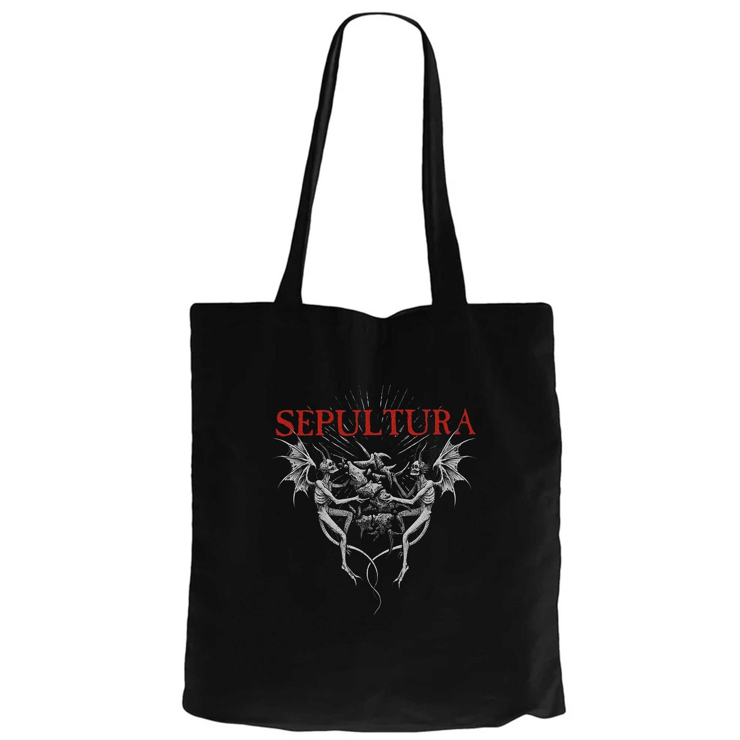 Sepultura Angel Siyah Fermuarlı Bez Çanta Gabardin