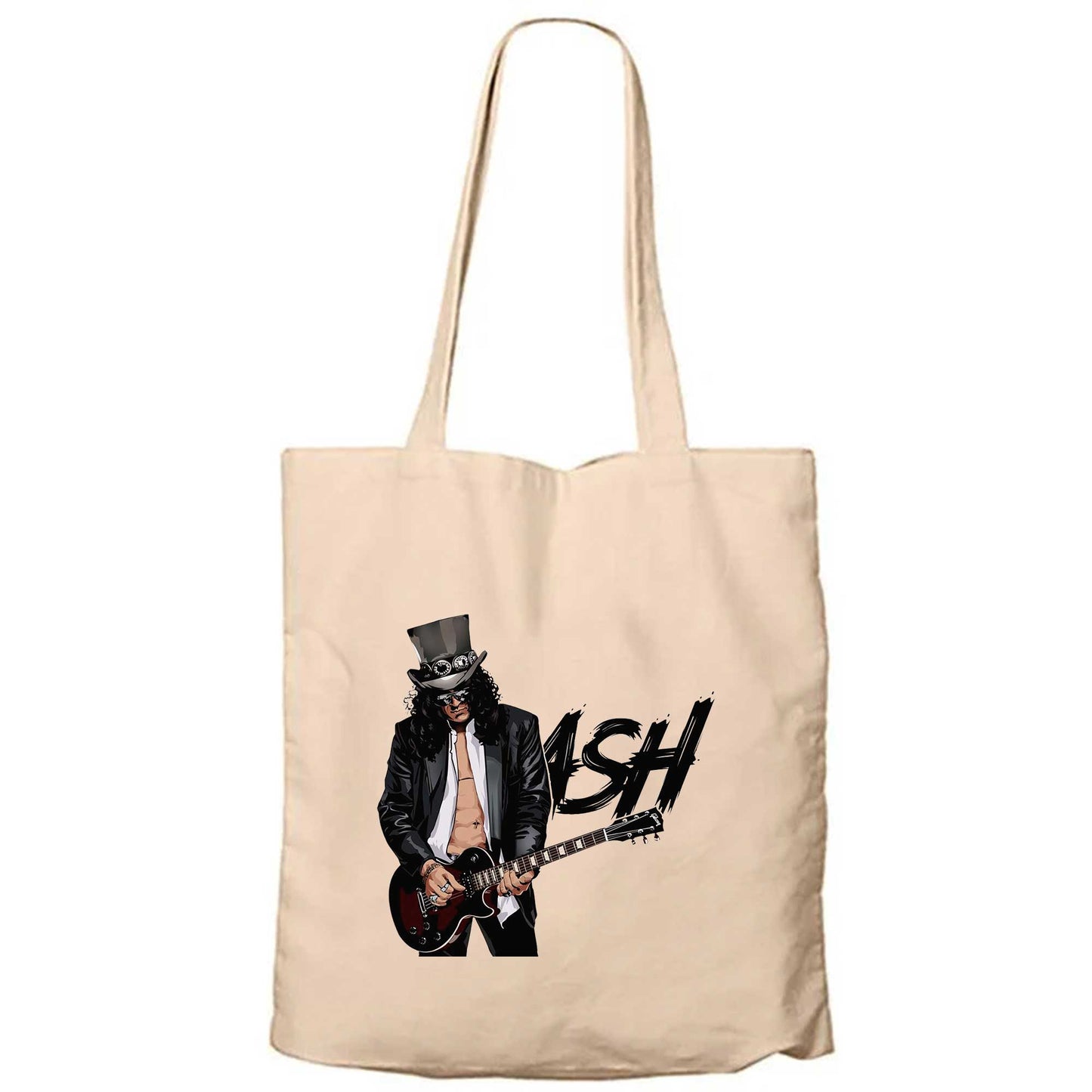 Slash Siluet Logo Krem Fermuarlı Bez Çanta Gabardin