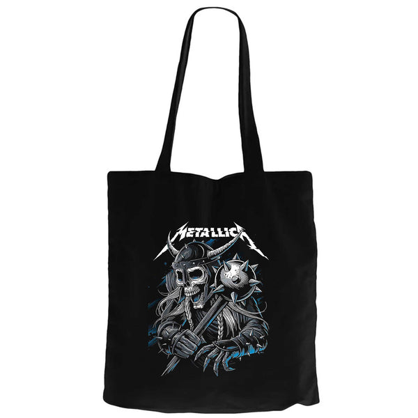 Metallica Vikings Siyah Fermuarlı Bez Çanta Gabardin