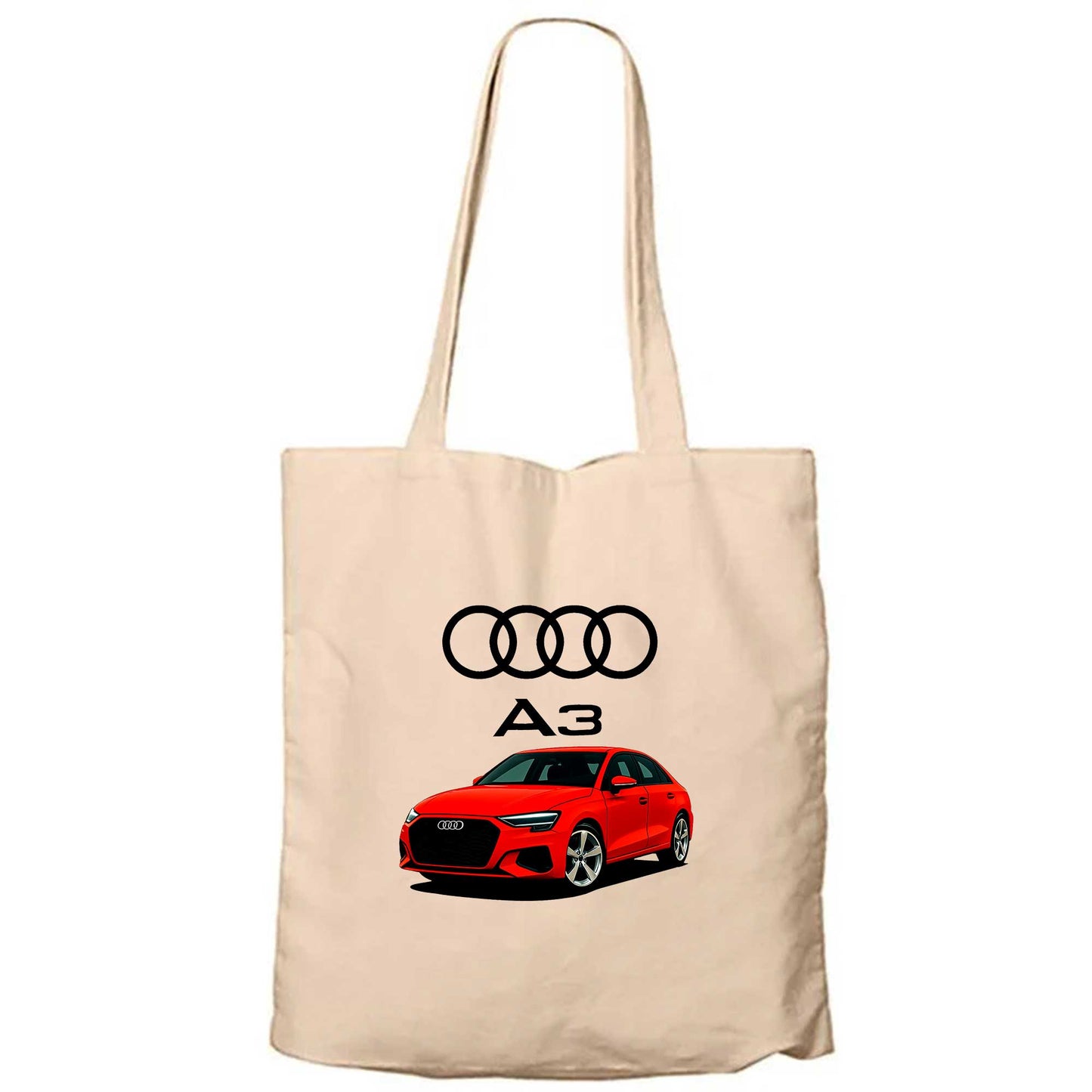 Audi A3 Text Logo Krem Fermuarlı Bez Çanta Gabardin