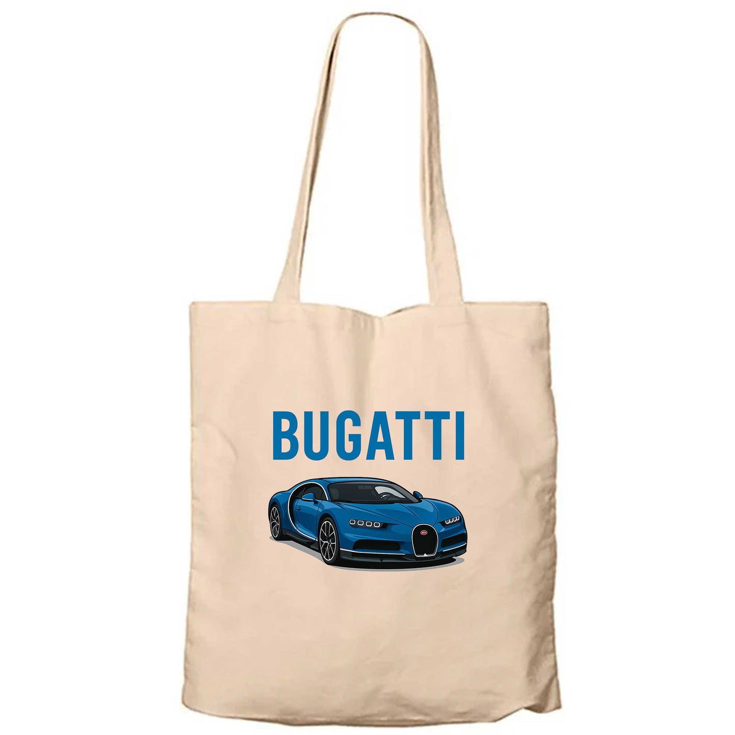 Bugatti Blue Sport Car Krem Fermuarlı Bez Çanta Gabardin