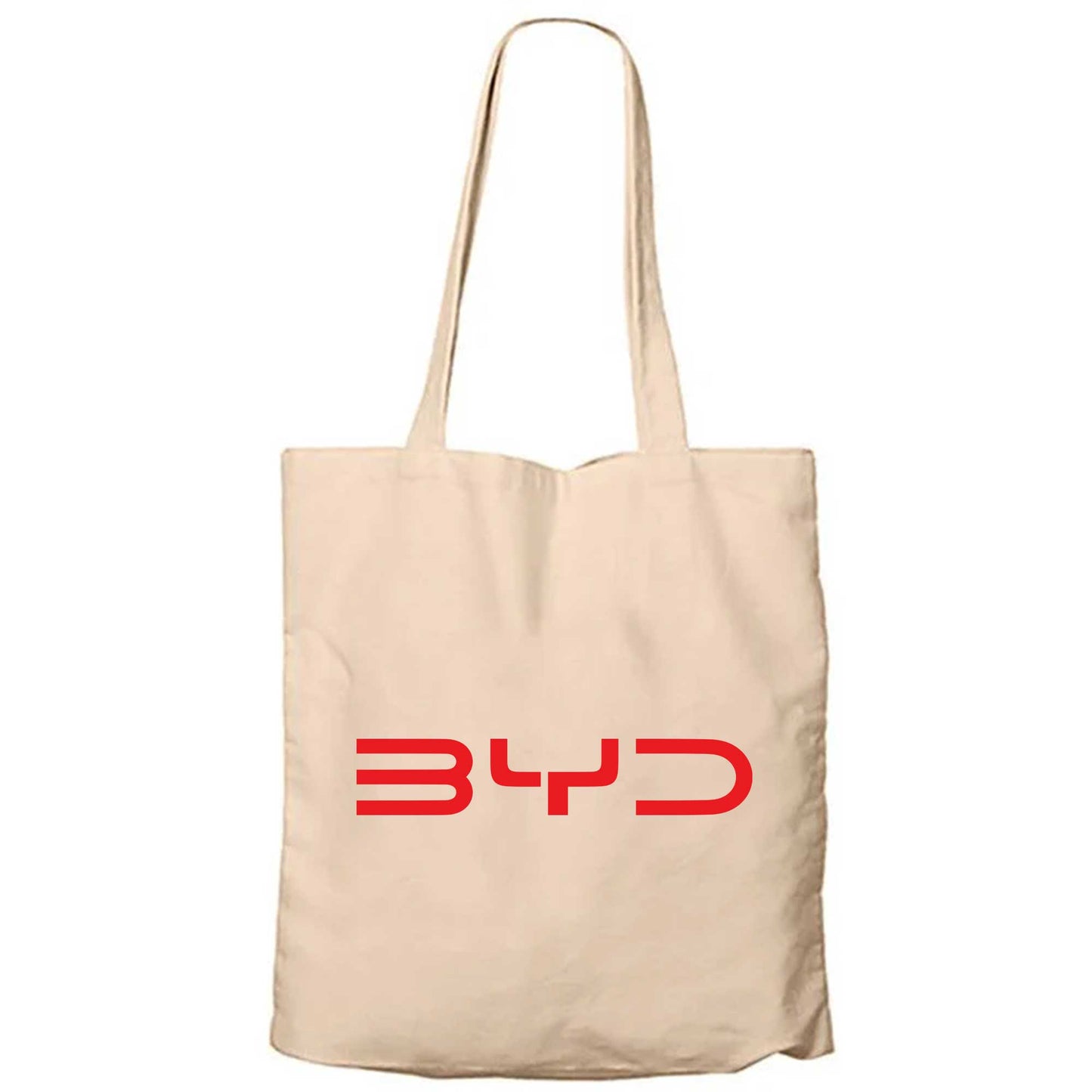 BYD Logo Text Red Krem Fermuarlı Bez Çanta Gabardin