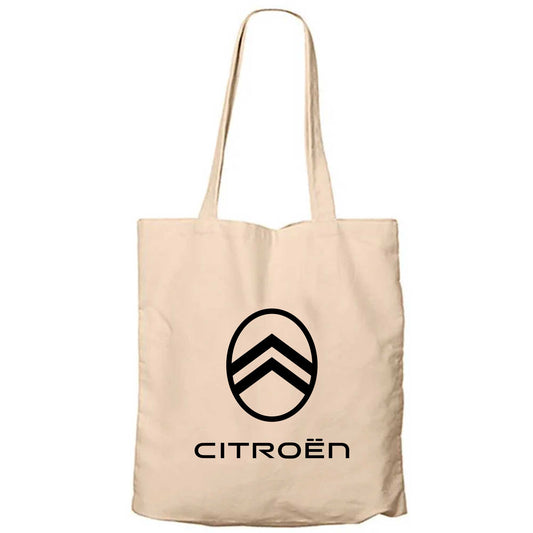 Citroen New Logo Krem Fermuarlı Bez Çanta Gabardin