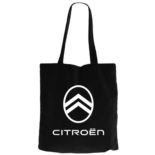 Citroen Text Logo Siyah Fermuarlı Bez Çanta Gabardin