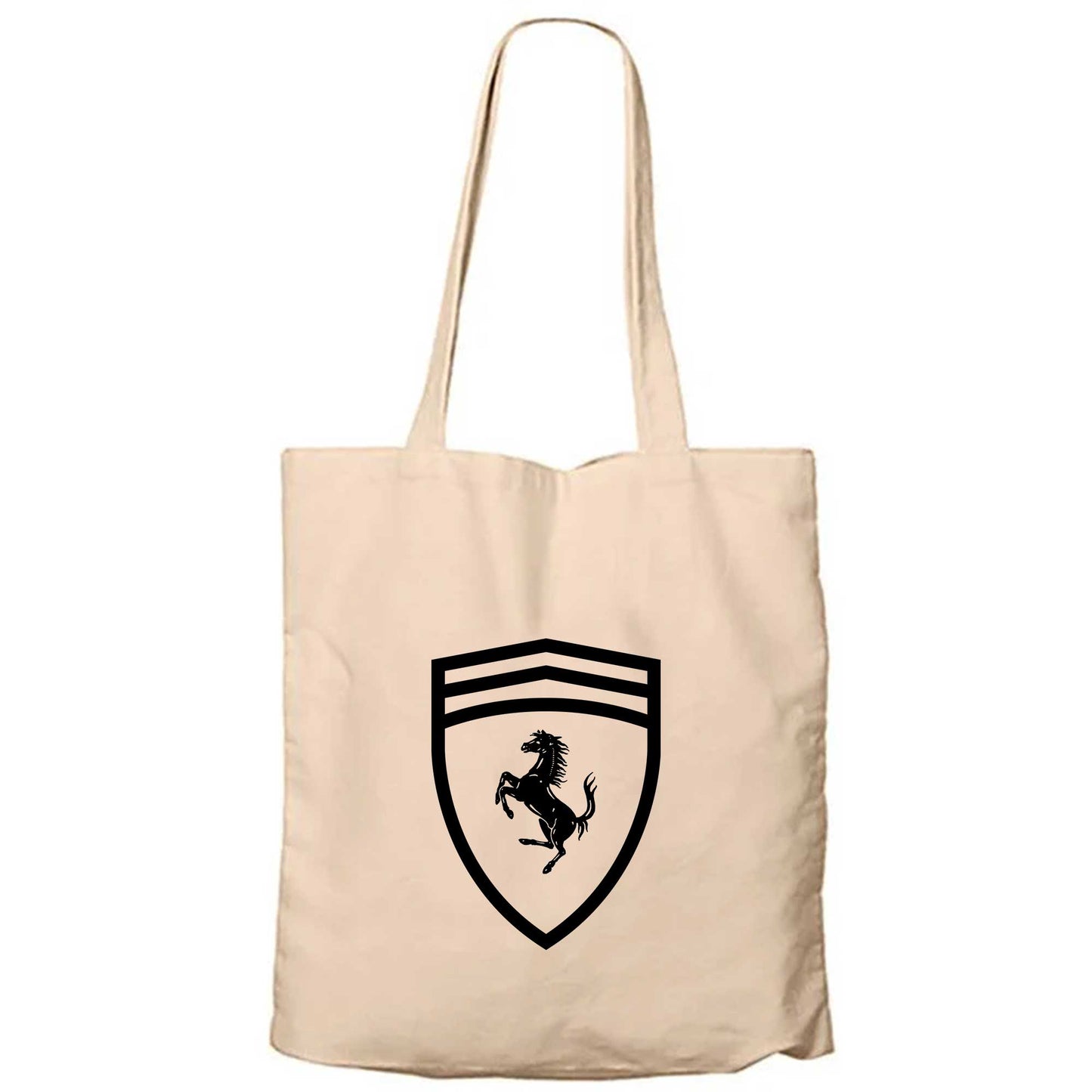 Ferrari Logo Horse Krem Fermuarlı Bez Çanta Gabardin