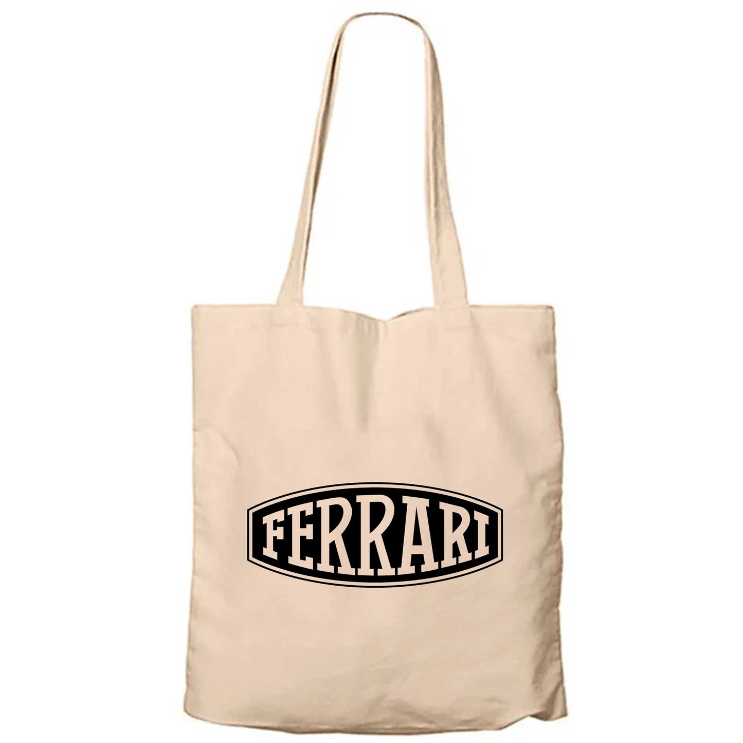 Ferrari Logo Text Krem Fermuarlı Bez Çanta Gabardin