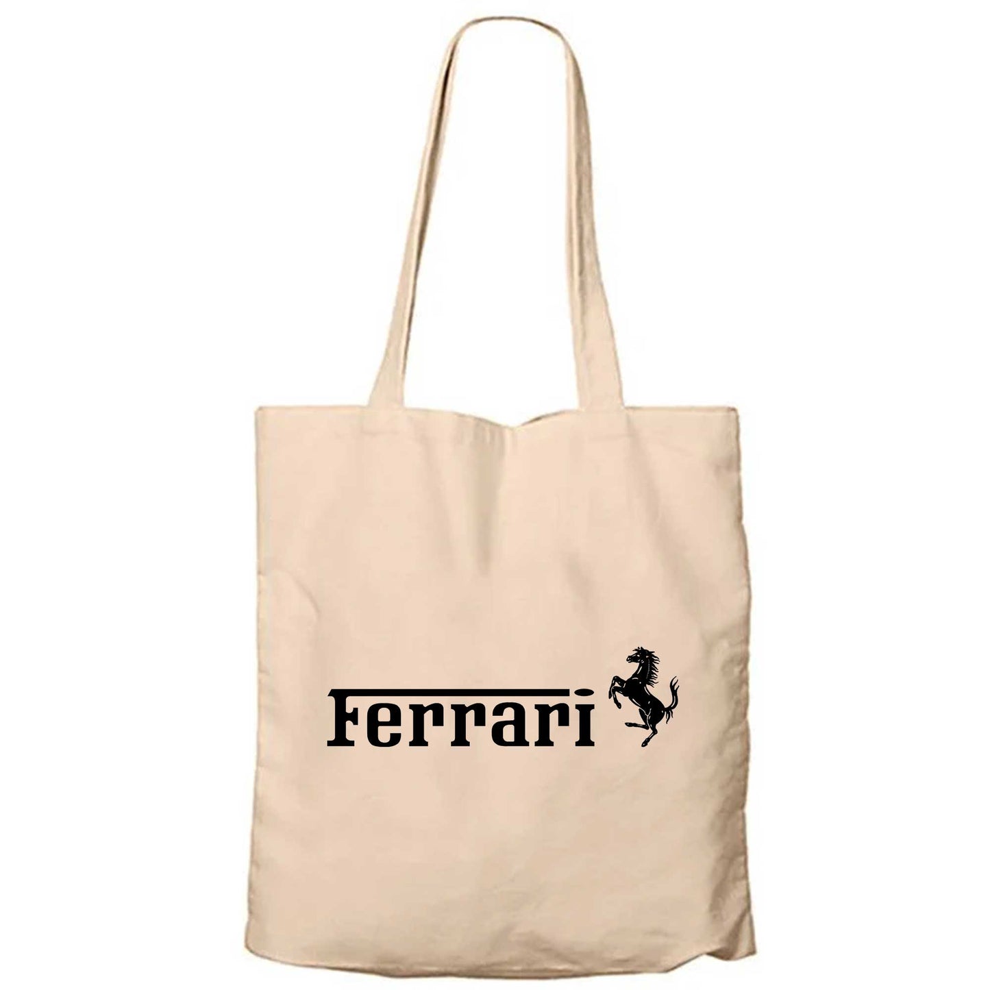 Ferrari TeXT Logo Krem Fermuarlı Bez Çanta Gabardin