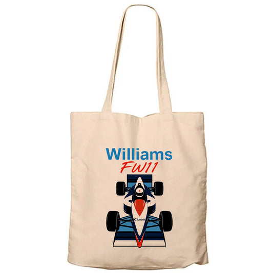 F1 Williams Krem Fermuarlı Bez Çanta Gabardin