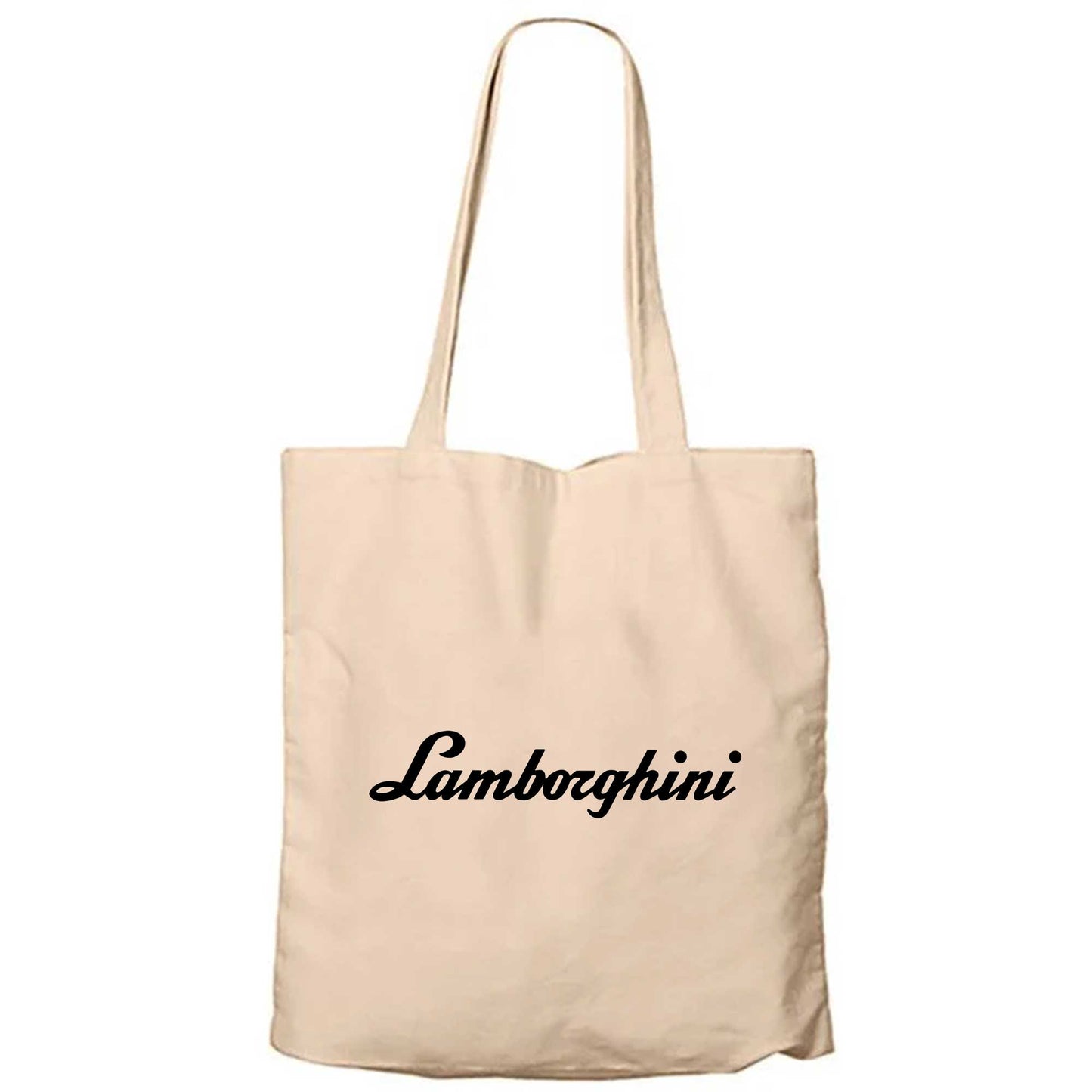 Lamborghini Text Black Krem Fermuarlı Bez Çanta Gabardin