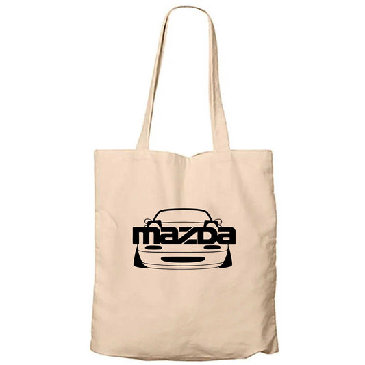 Mazda RX-7 Text Car Krem Fermuarlı Bez Çanta Gabardin
