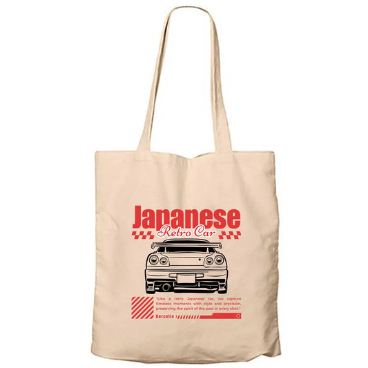 Japanese GTR Krem Fermuarlı Bez Çanta Gabardin