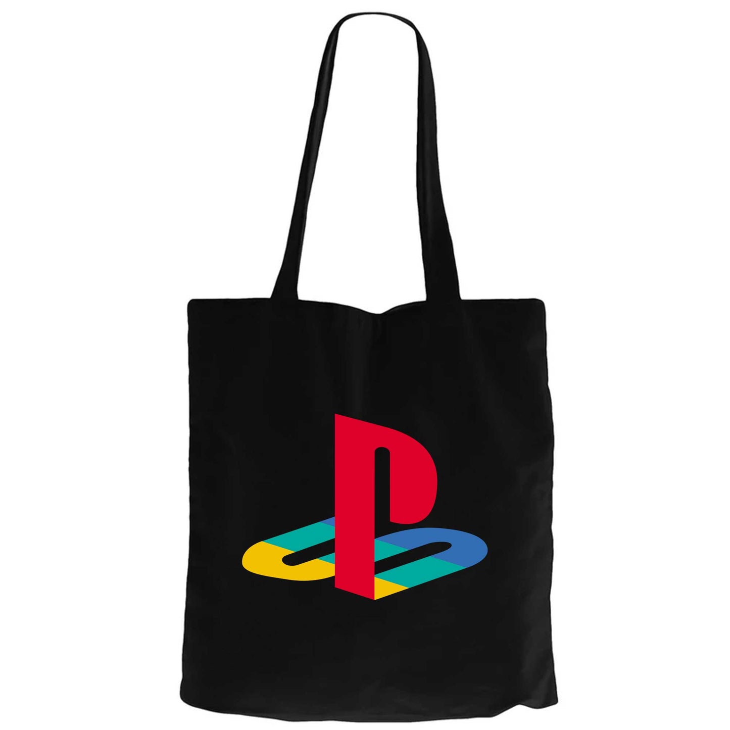 Playstation Logo Color Siyah Fermuarlı Bez Çanta Gabardin