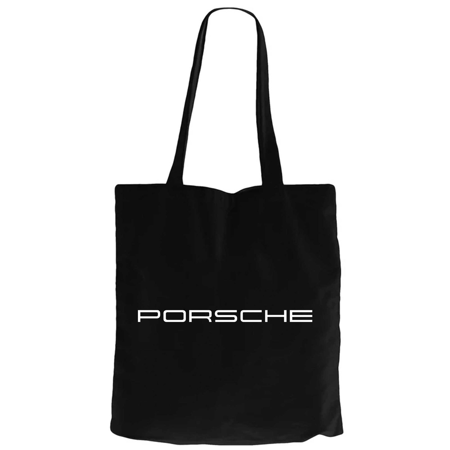 Porsche Text Siyah Fermuarlı Bez Çanta Gabardin