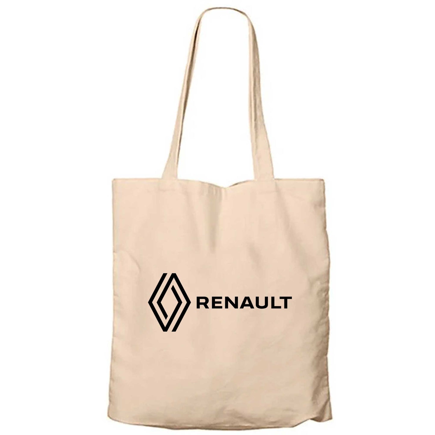 Renault Text Logo Krem Fermuarlı Bez Çanta Gabardin