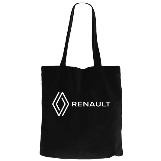 Renault New Logo Text Siyah Fermuarlı Bez Çanta Gabardin