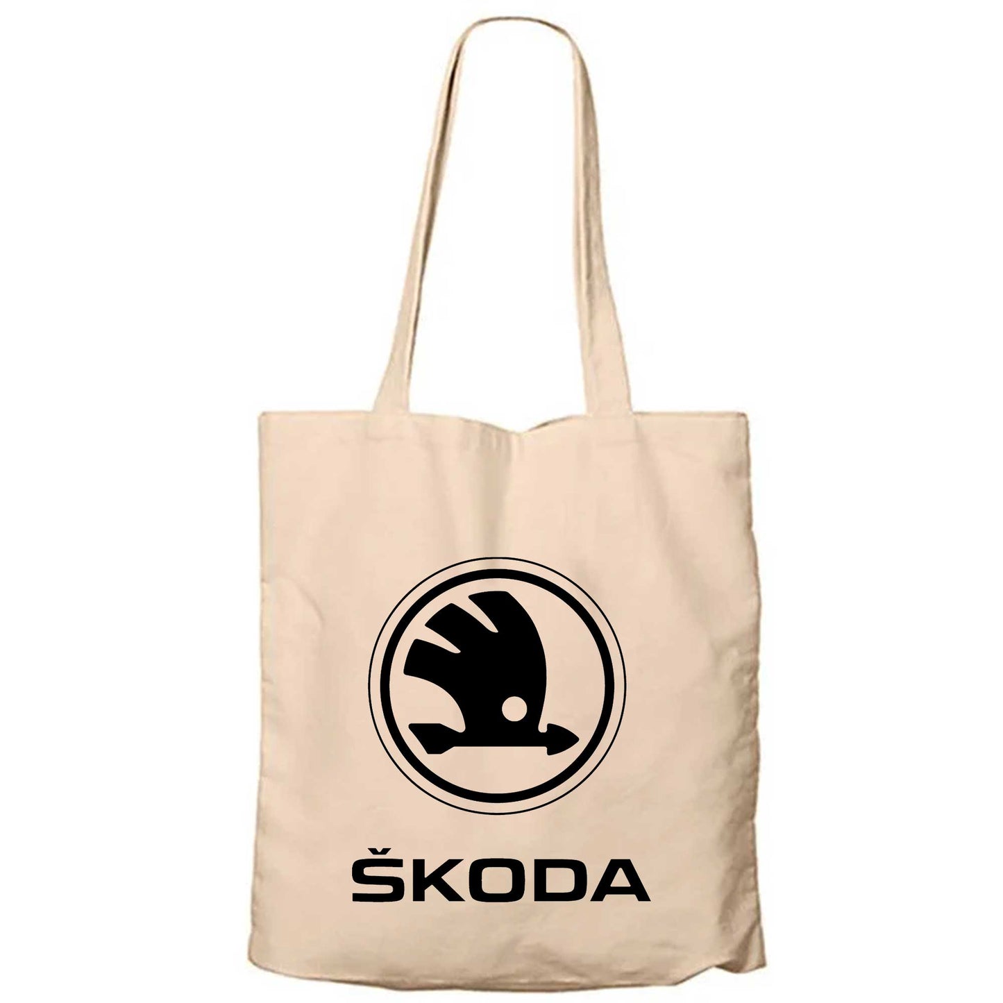 Skoda Logo Krem Fermuarlı Bez Çanta Gabardin