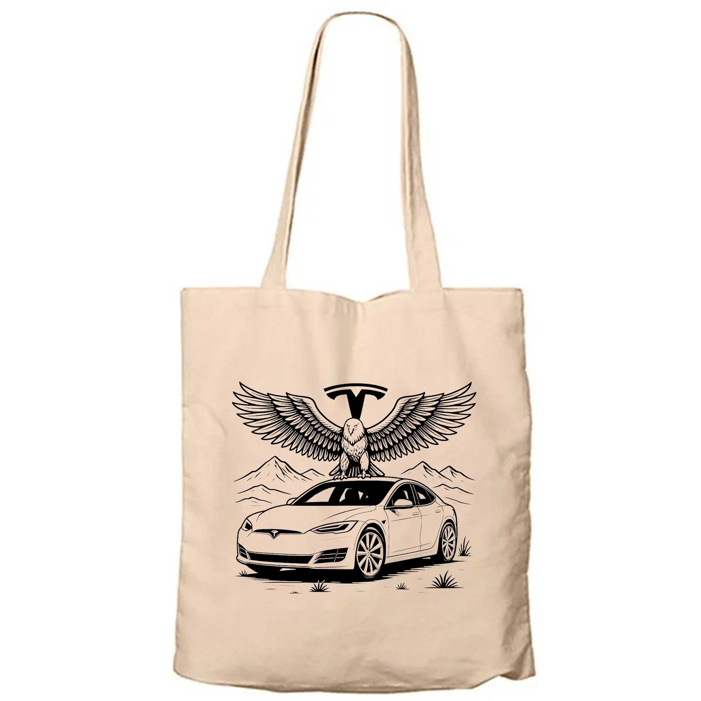 Tesla And Eagle Krem Fermuarlı Bez Çanta Gabardin