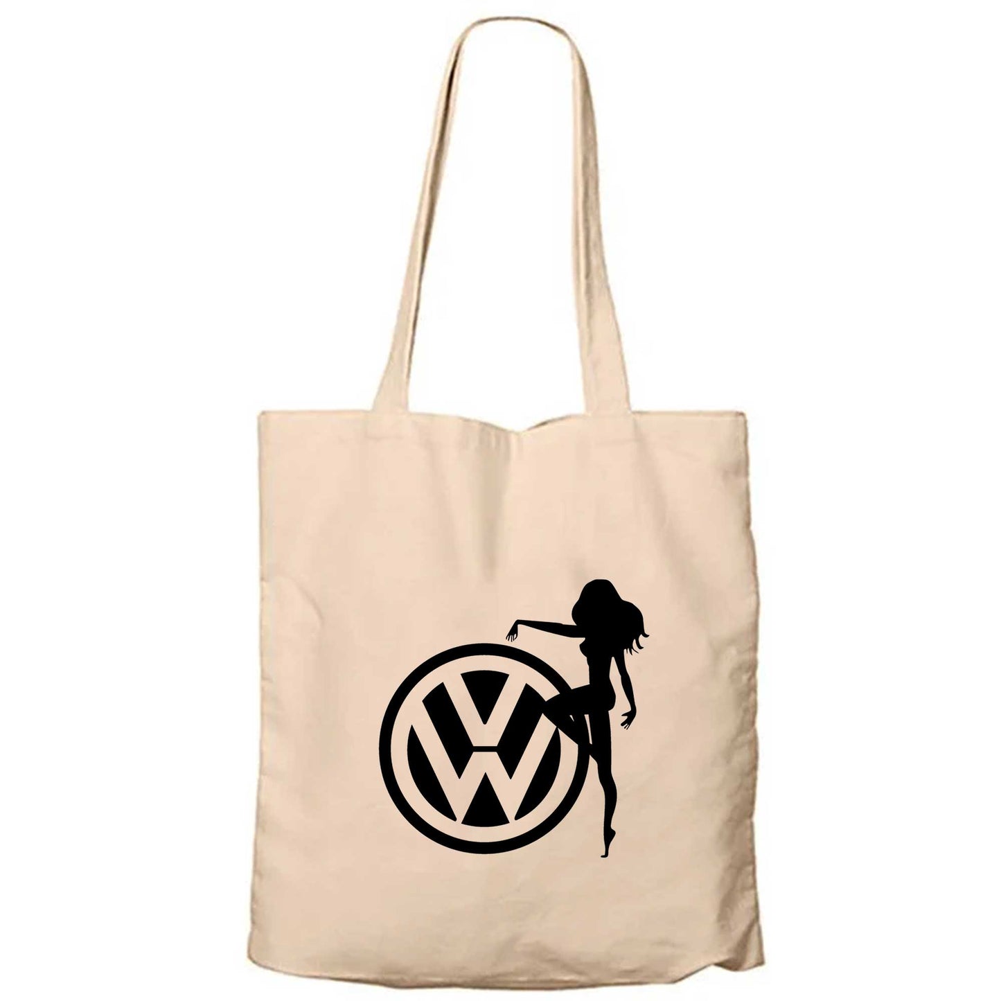 Volkswagen Woman Logo Krem Fermuarlı Bez Çanta Gabardin