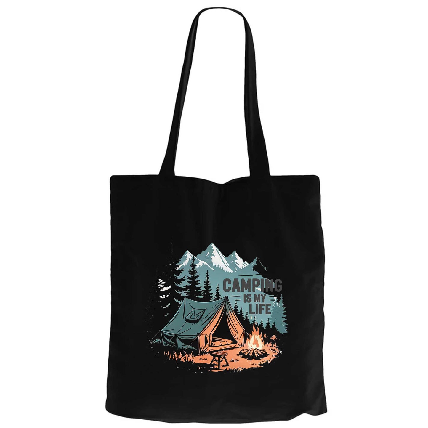 Camp Is My Life Siyah Fermuarlı Bez Çanta Gabardin