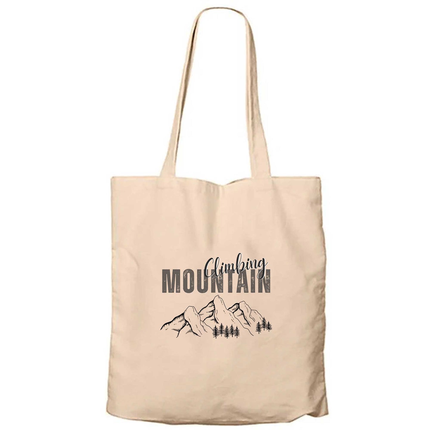 Climbing Mountain Krem Fermuarlı Bez Çanta Gabardin