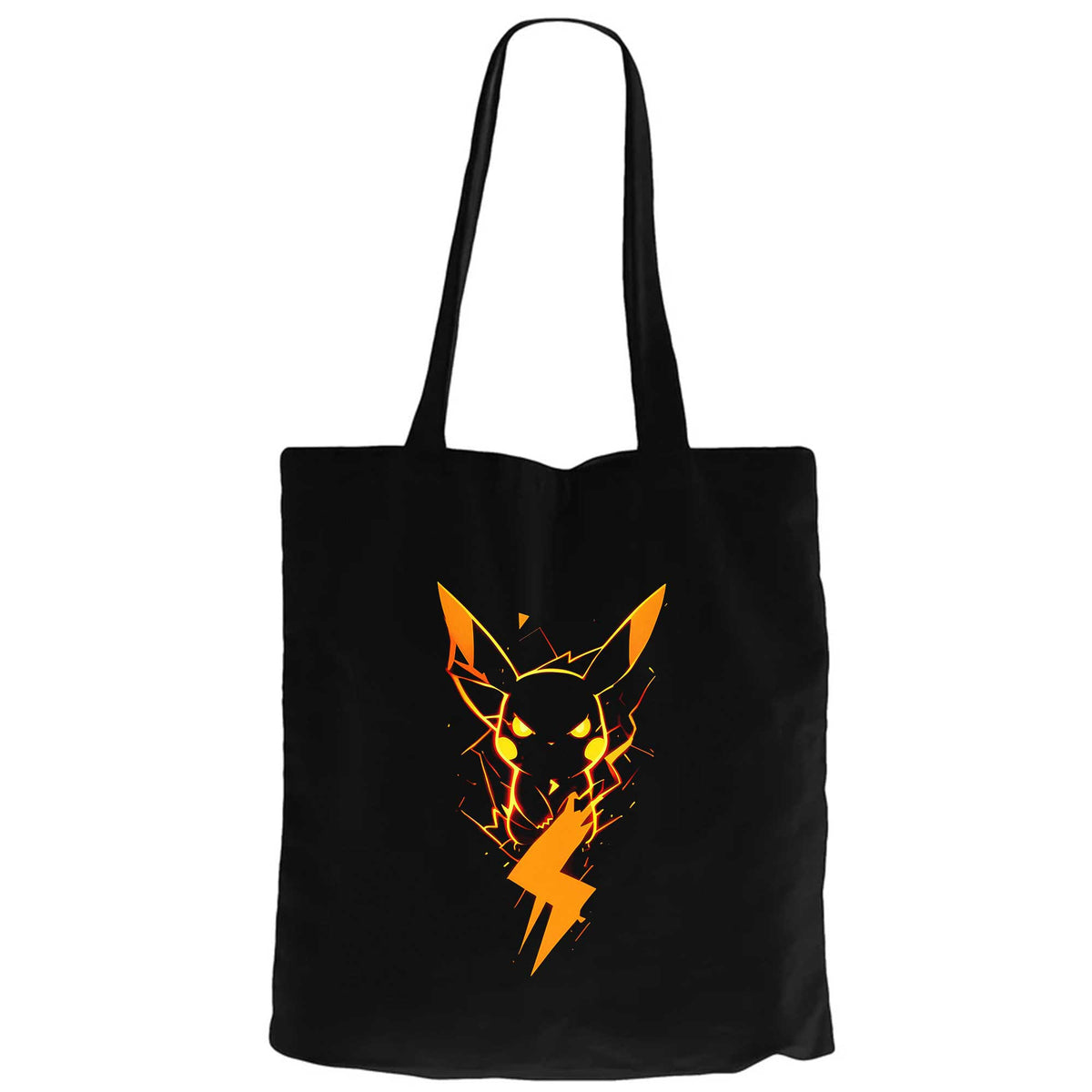 Pikachu Siyah Fermuarlı Bez Çanta Gabardin
