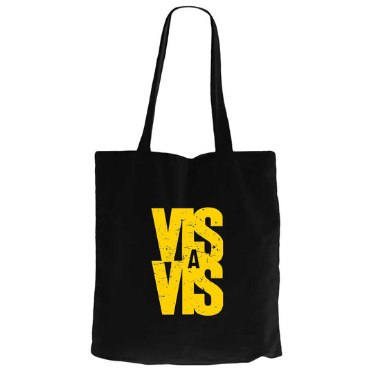 Vis A Vis Logo Siyah Fermuarlı Bez Çanta Gabardin