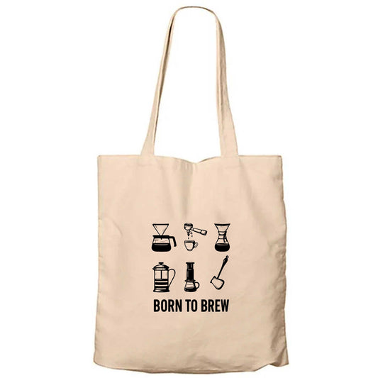 Barista Born To Brew Krem Fermuarlı Bez Çanta Gabardin