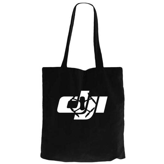 Dji Logo Silüet Siyah Fermuarlı Bez Çanta Gabardin