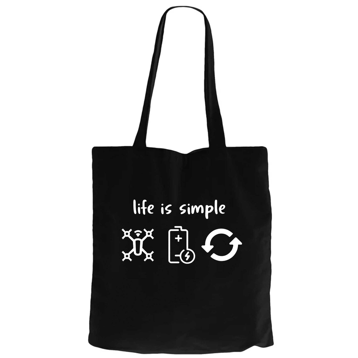Life Is Simple Siyah Fermuarlı Bez Çanta Gabardin
