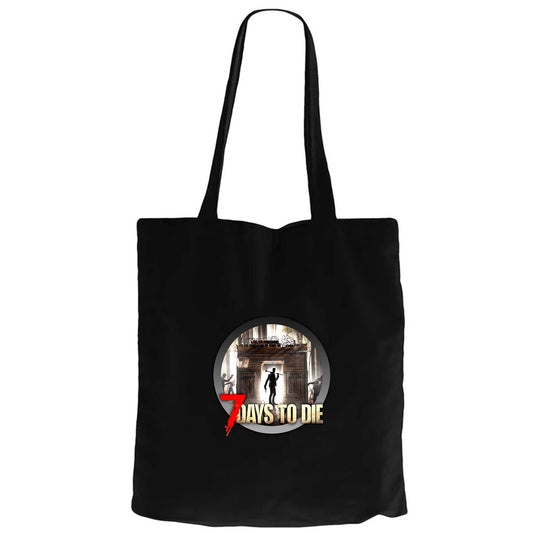 7 Days To Die Icon Siyah Fermuarlı Bez Çanta Gabardin