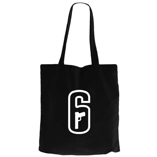 Rainbow Six Amblem White Siyah Fermuarlı Bez Çanta Gabardin