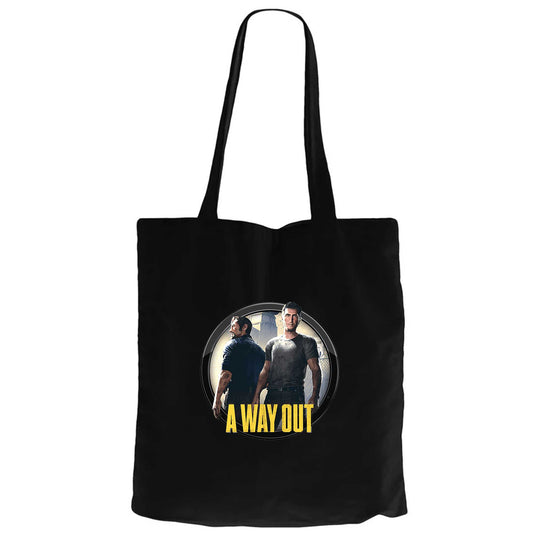 A Way Out Icon Siyah Fermuarlı Bez Çanta Gabardin