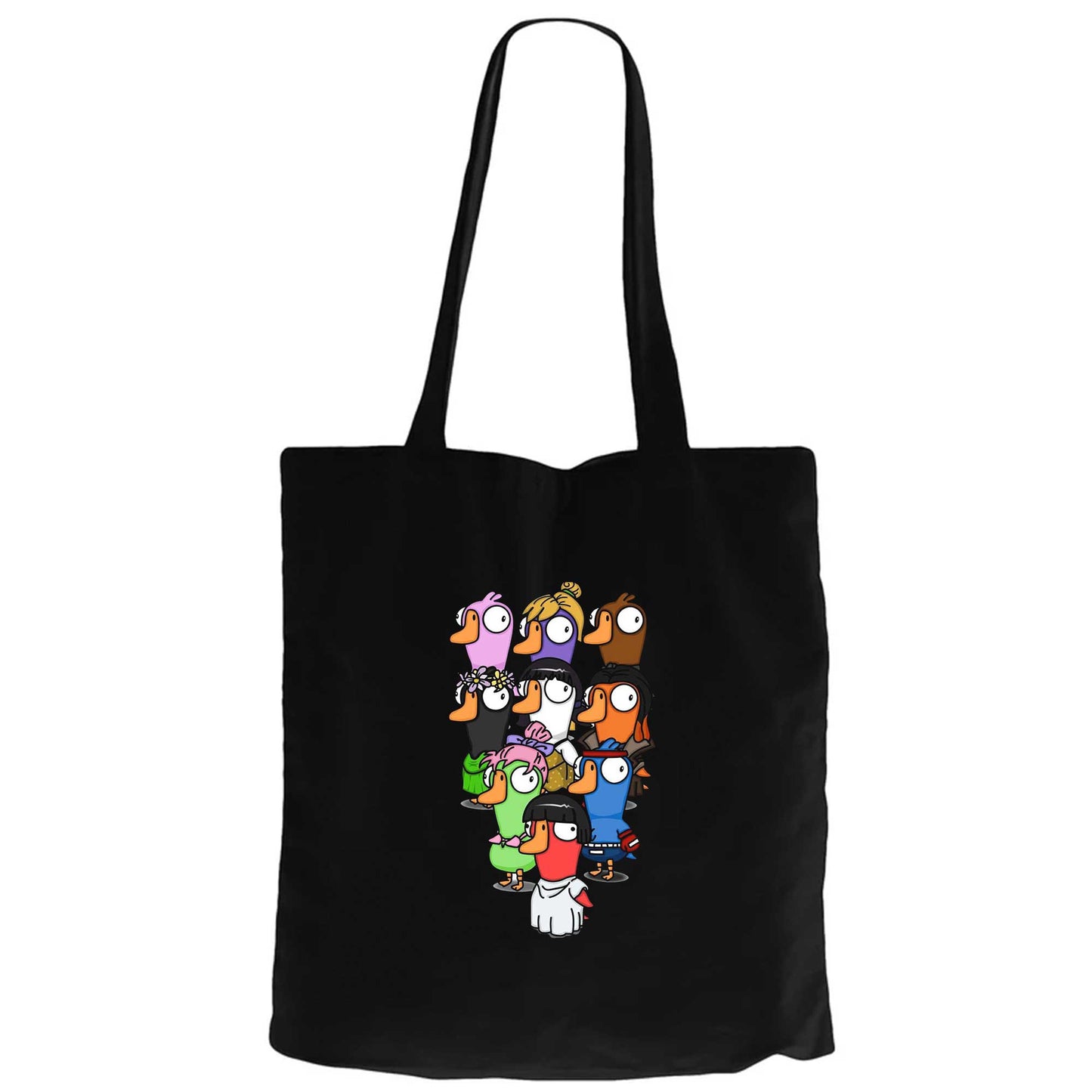 Goose Goose Duck Karakter Siyah Fermuarlı Bez Çanta Gabardin