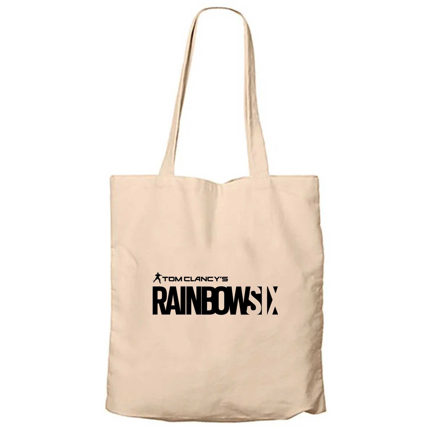 Rainbow Six Logo Krem Fermuarlı Bez Çanta Gabardin