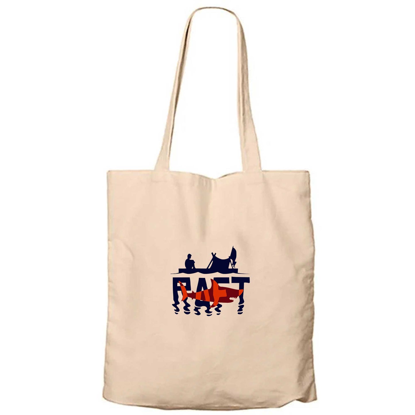Raft Logo Shark Krem Fermuarlı Bez Çanta Gabardin