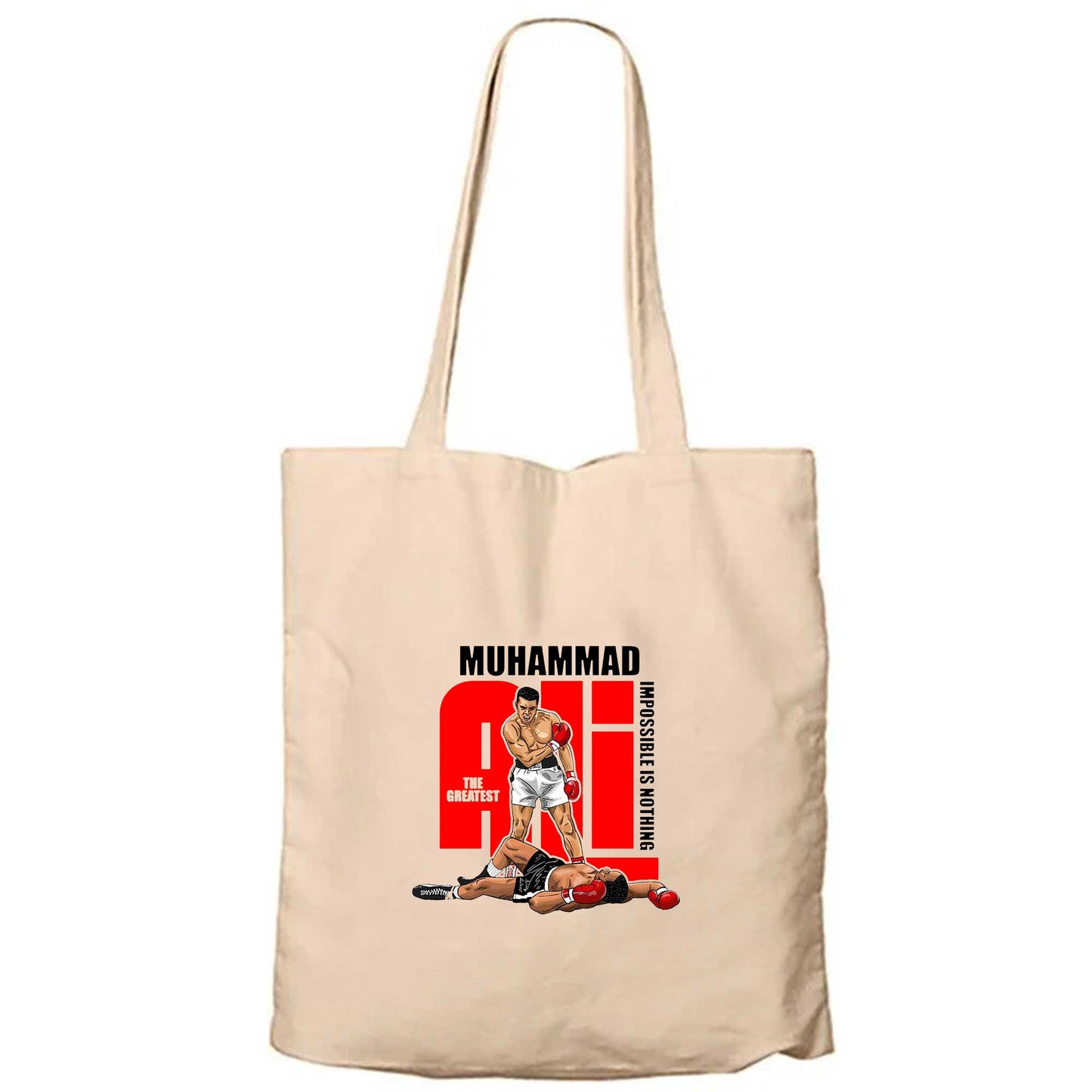 Muhammad Ali The Greatest Krem Fermuarlı Bez Çanta Gabardin