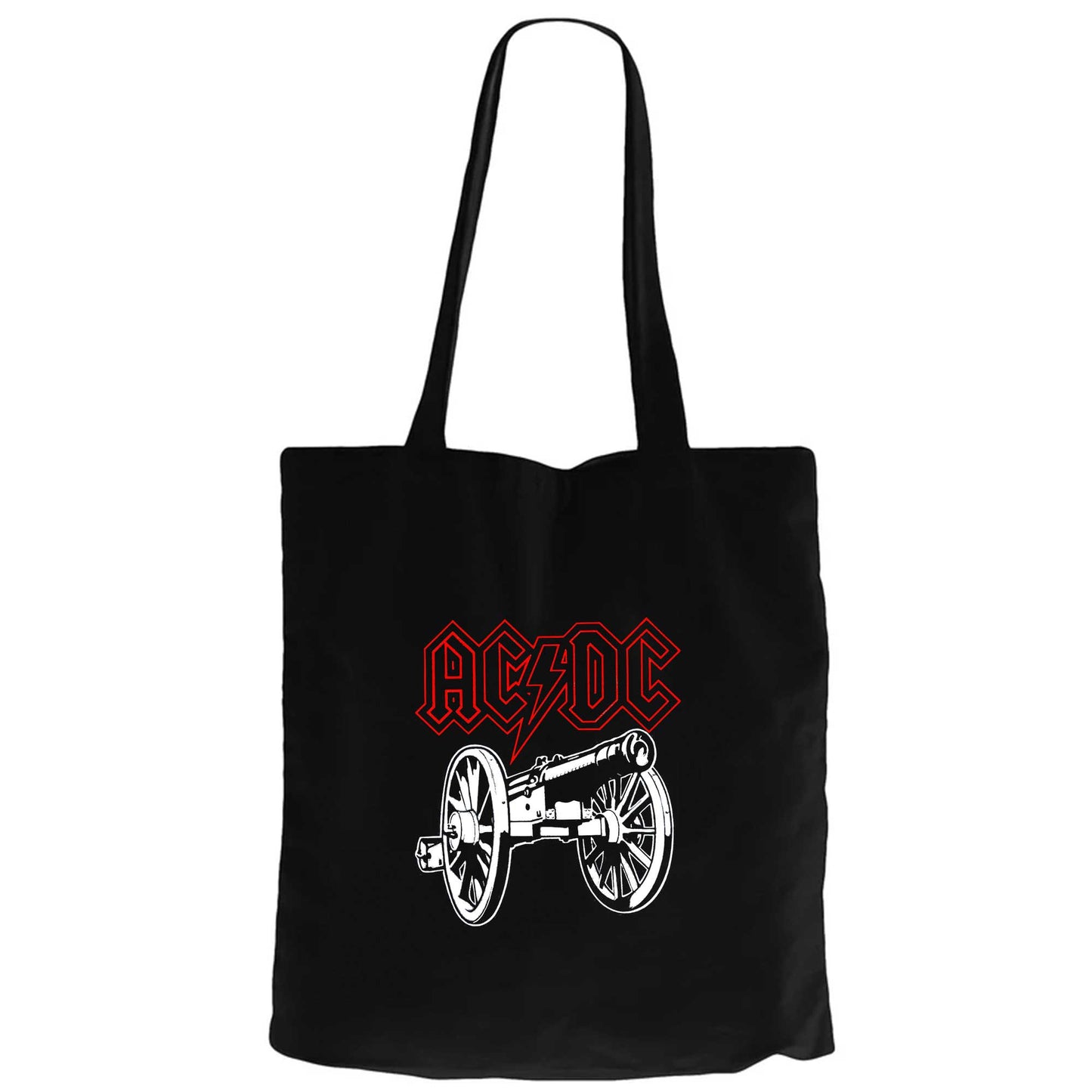 Ac Dc About Rock CannonSiyah Fermuarlı Bez Çanta Gabardin