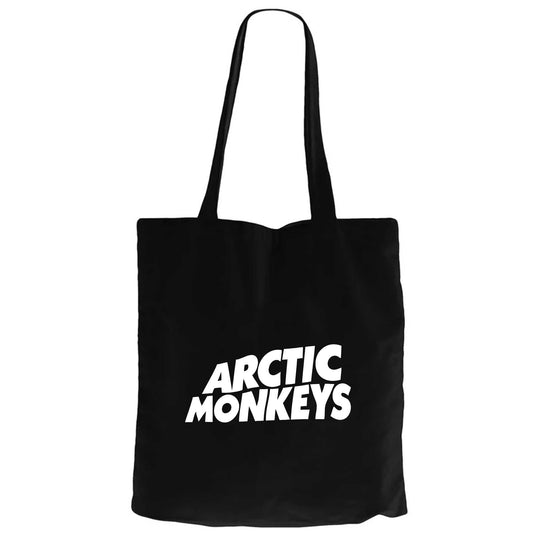 Artic Monkeys White Logo Siyah Fermuarlı Bez Çanta Gabardin