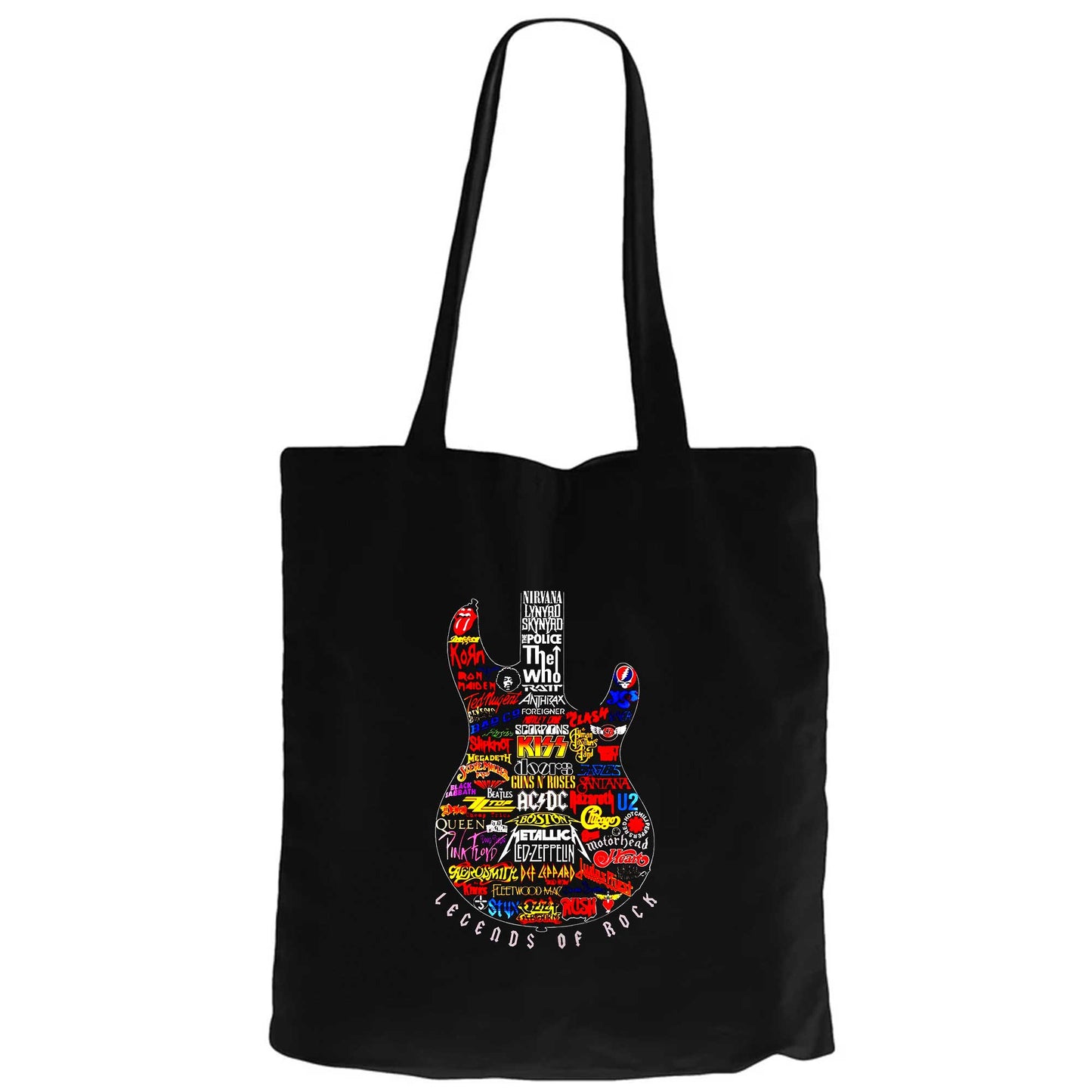 Legends RockSiyah Fermuarlı Bez Çanta Gabardin