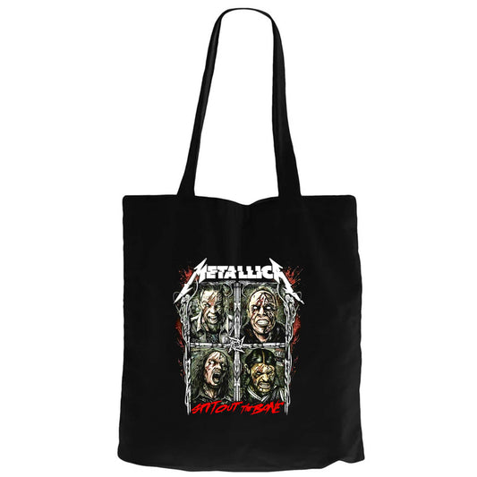 Metallica Spitout The BoneSiyah Fermuarlı Bez Çanta Gabardin