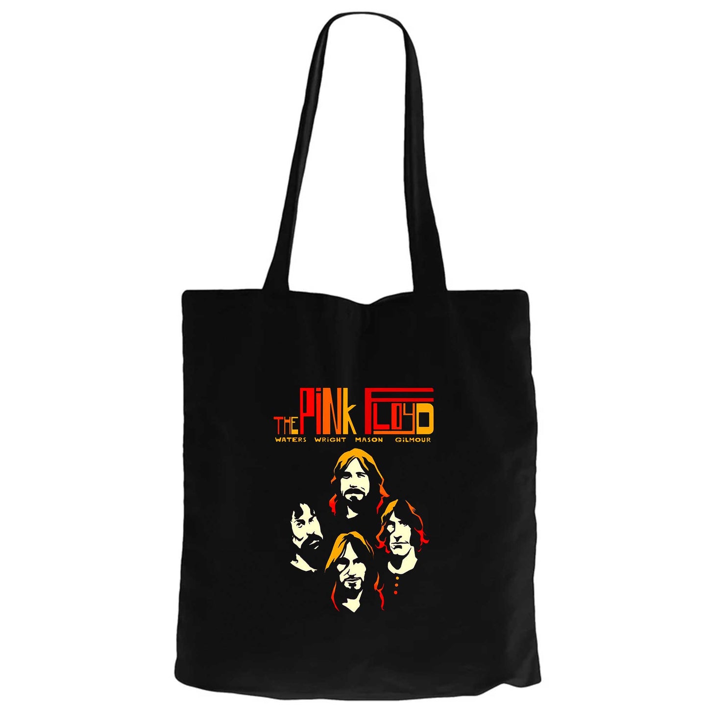 Pink Floyd Grup Silüet Siyah Fermuarlı Bez Çanta Gabardin