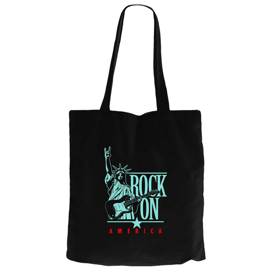 Rock On AmericaSiyah Fermuarlı Bez Çanta Gabardin