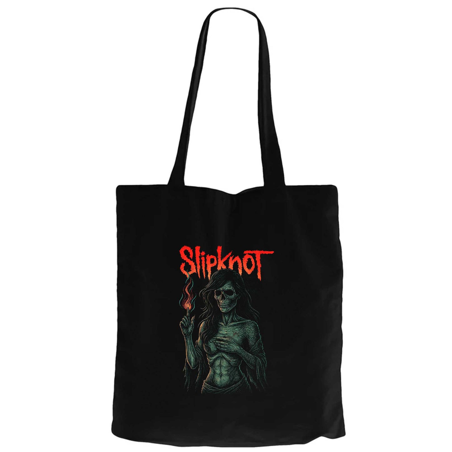 Slipknot Female Skeleton Hot Siyah Fermuarlı Bez Çanta Gabardin