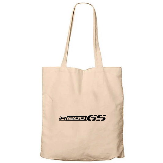 R1200GS Text LogoKrem Fermuarlı Bez Çanta Gabardin