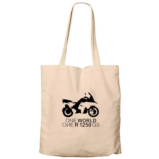 ONE World 1250GS Krem Fermuarlı Bez Çanta Gabardin