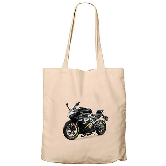 CFMOTO 250SR And Text Krem Fermuarlı Bez Çanta Gabardin