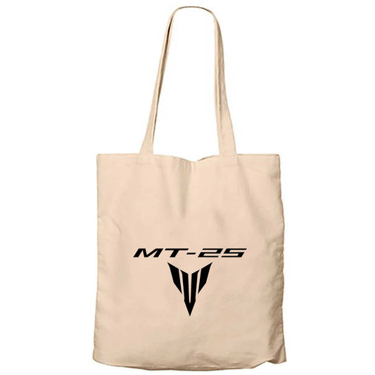 Yamaha MT 25 Black LogoKrem Fermuarlı Bez Çanta Gabardin